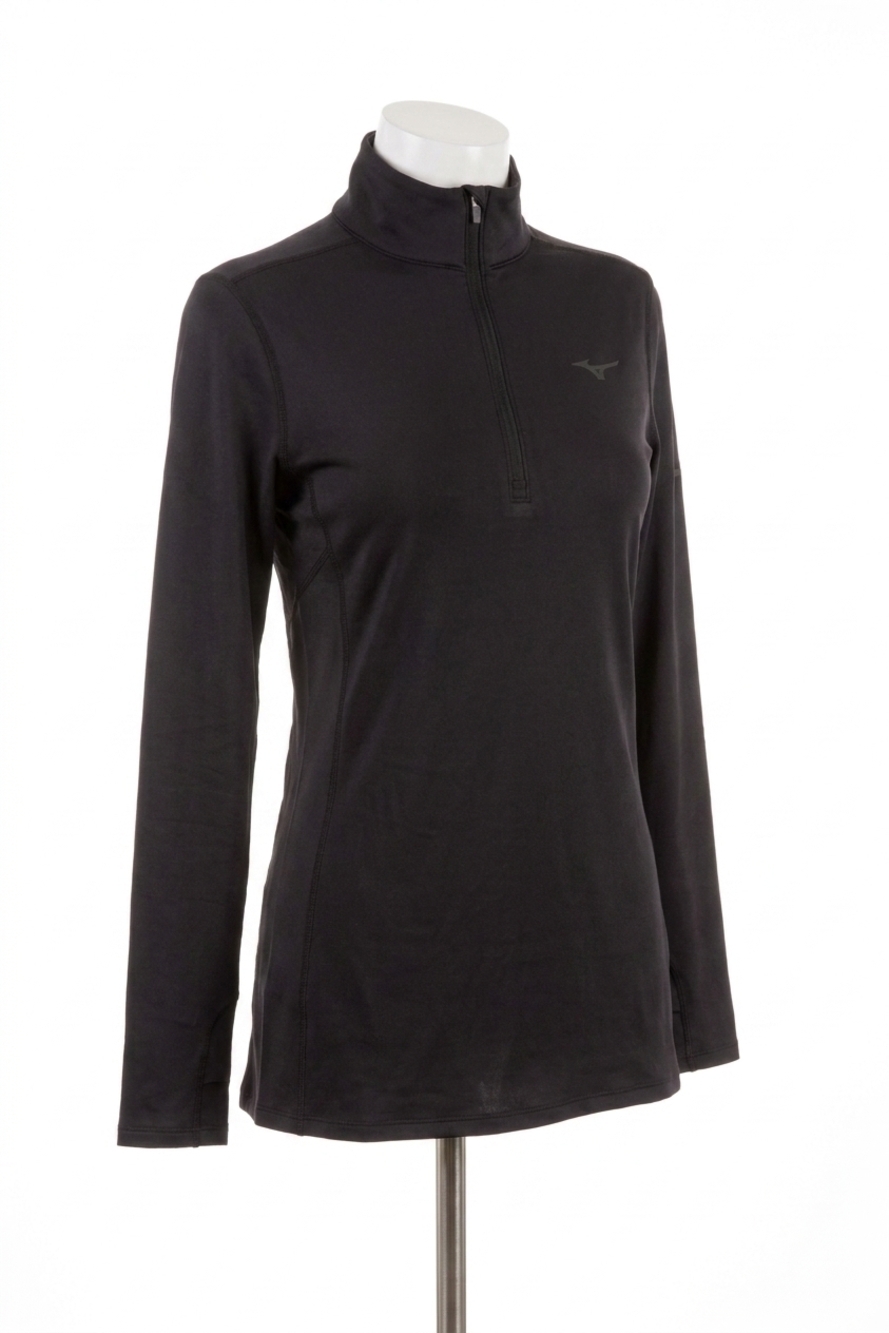 NEW MIZUNO women's standard breath thermo half zip top in black
